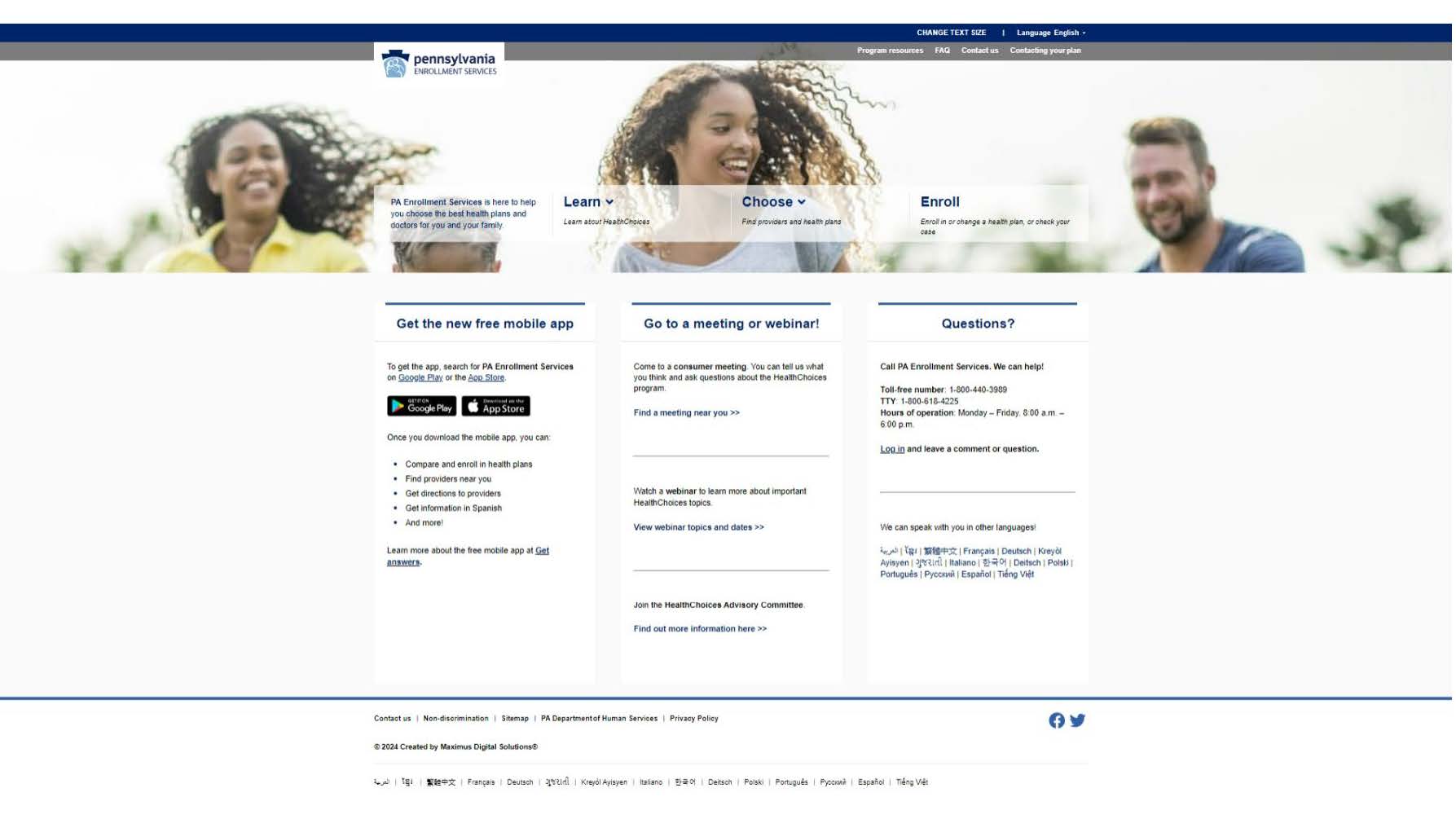 Pennsylvania Enrollment Services Website image